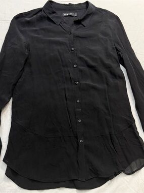 Trouvé Black Long-Sleeve Button-Up Blouse Shirt